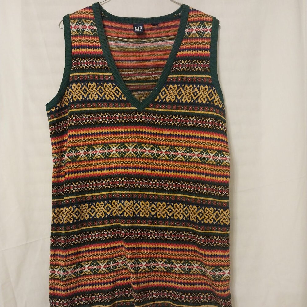 GAP Colorful Striped Patterned Knit Sweater Vest